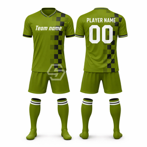 Camiseta de Fútbol Sublimada Personalizada con Cuello en V, Tirantes en T, Malla Transpirable, Manga Corta, Números Verdes del Equipo, 100% Poliéster, Absorbe la Humedad, para Adultos - Product Image 5
