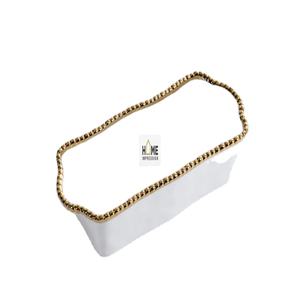 Bord de boule designer fantaisie grand plateau blanc et or décoration bols plateau fait à la main fantaisie Table de mariage plateaux de pièce maîtresse - Product Image 1