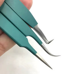 Ensemble de pinces à cils en acier inoxydable de précision, pointe lisse, 10 mm, manche vert, 5 pièces, outil de beauté professionnel - Product Image 6