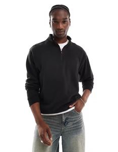 Nueva sudadera deportiva informal de otoño para hombre, de felpa, con cuello alto y cremallera de un cuarto, bordada, 100% algodón, holgada y transpirable. - Product Image 2