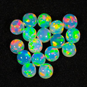 พลอยโอปอลไฟเอธิโอเปียสีขาวธรรมชาติทรงกลมแบบคาโบชอง ขายส่งจำนวนมาก สำหรับทำจี้ แหวน และเครื่องประดับ - Product Image 2