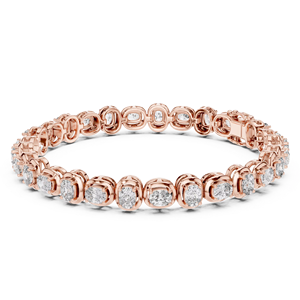 14K <b>Rose</b> <b>Gold</b> Bezel Set Cushion Diamond Tennis Bracelet - Product Image 1