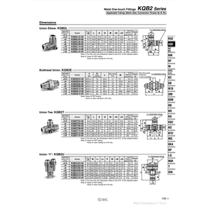 SMC Pneumatics Metal One-Touch Fittings KQB2T16-00 <b>Pneumatic</b> <b>Parts</b> - Product Image 1