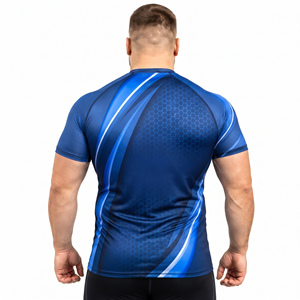 Camiseta de compresión de manga corta para hombre, personalizada con sublimación, protección contra erupciones, talla grande, capa base para entrenamiento deportivo - Product Image 3