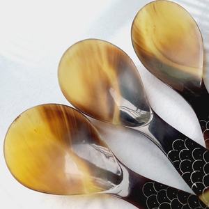 Eco-Friendly Classic Short Handle Small Buffalo Horn <b>Spoon</b> Tableware Set Serving <b>Measuring</b> Food Tea Ice Cream Honey Parties - Product Image 4