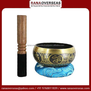 Bol chantant artisanal à thème bouddhiste en laiton plaqué de qualité supérieure pour la guérison par la méditation du yoga comprend un coussin maillet meilleur marché - Product Image 5