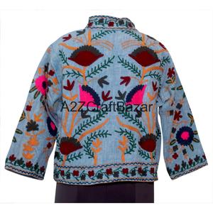 Chaqueta Bomber A2ZCraftBazar con Estampado Floral Vintage, Multitemporada, 100% Algodón, Cuello en V, Cierre de Pespunte Abierto, TNT Suzani - Product Image 5