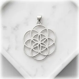 Colgante Semilla de la Vida al por Mayor, Plata de Ley 925, Hecho a Mano, Geometría Sagrada, Cadenas de Flores, Joyería Espiritual Boho - Product Image 1