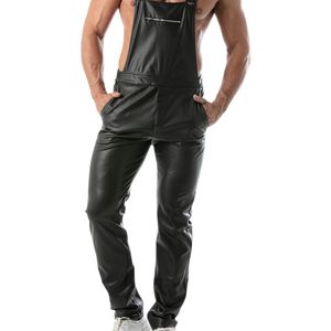 Kinky <b>Overalls</b> Pants for <b>Men</b> Black Leather Style Fetish Clubwear Adjustable Strap Bold Fashion Statement Outfit - Product Image 5