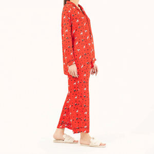 Ensemble de pyjama en coton élégant pour femmes, vêtements de nuit en deux pièces, vêtements de détente, design élégant, manches longues, confortable, logo personnalisé, OEM, vente en gros - Product Image 4