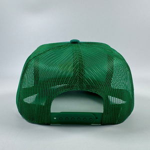 OEM High Crown Polyester Forest Green 5 Panel Curved Brim Mesh Sport Cap With Rope Custom Embroidery Design Foam Trucker <b>Hats</b> - Product Image 5