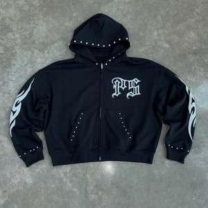 Ensemble de sweats à capuche unisexe en coton 100% imprimé perles, style vintage délavé, respirant, coupe oversize, style streetwear, pour l'hiver et le quotidien - Product Image 2