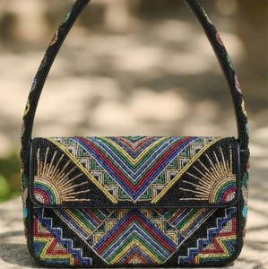 Bolso de noche con cuentas Venice Lamdcsape, bolso de hombro italiano con solapa de cuentas para mujer, bolso de mano para fiesta de verano, viajes, uso casual - Product Image 4