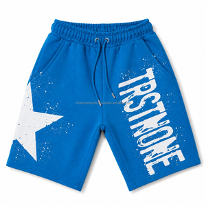 Vintage Washed Shorts Men's Casual Shorts Faded Look 100% French Terry Shorts for Men with Long <b>String</b> - Product Image 6