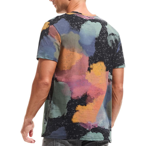 Men's Short Sleeve O-Neck T-<b>Shirt</b> With Hand-Painted Pattern Regular Fit Casual Style 100% Cotton Jersey Fabric - Product Image 4