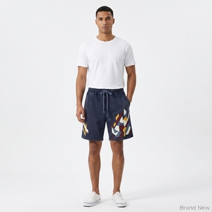 Pantalon en molleton bouclette français tricoté, coupe ample, taille élastique, imprimé personnalisé, peint à la main, style vintage hip-hop, effet délavé, poids lourd, tendance streetwear - Product Image 4