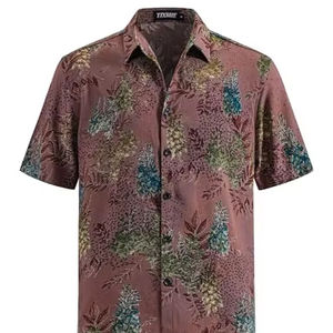 Chemise homme à manches courtes, imprimé floral tropical, décontractée, boutonnée, colorée, pour l'été, plage - Product Image 1