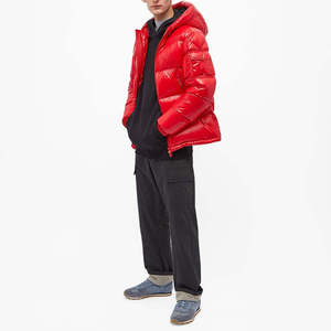 Men's Red Puffer <b>Jacket</b> Stand Front Autumn Casual Breathable <b>Waterproof</b> Eco-Friendly Windproof Zipper Closure Solid Color - Product Image 4