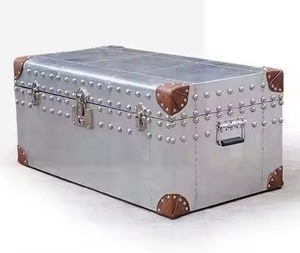 Stackable Metal Storage Trunk <b>Box</b> Rectangle Buckle Lid Minimalist Design for Home Organization Medium Capacity Table Top Use - Product Image 2