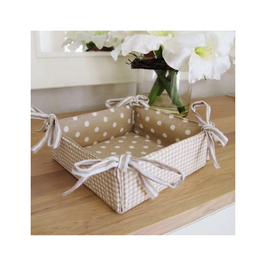 Support brodé bohème couleur beige à pois 100% coton avec motif de point soigné idéal pour le panier de table de comptoir de salle à manger - Product Image 1