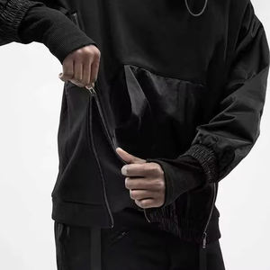 Sweat à capuche Techwear personnalisé pour homme, col montant Cyberpunk, streetwear tactique, pull-over urbain Ninja Darkwear, sweat-shirt oversize - Product Image 5