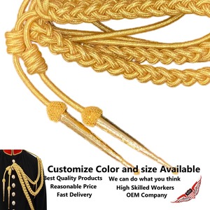 Gold <b>Braided</b> Metallic <b>Cord</b> With Brass Tips For Garment Use Classical Strand Aiguillette - Product Image 4