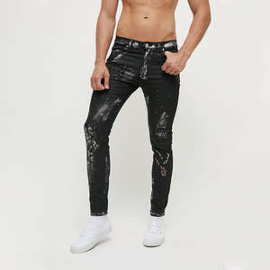 Pantalones Vaqueros Ajustados con Raya Lateral, Diseño Desgarrado, Logotipo Personalizado, Venta al Por Mayor, Moda para Hombre, OEM ODM - Product Image 3