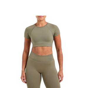 Top Corto Personalizado al por Mayor para Mujer, Cuello Redondo Acanalado, con Logo, Tallas Regulares y Grandes, Estilo Lavado, para Yoga, Gimnasio, Entrenamiento, Fitness, Ropa Deportiva - Product Image 5