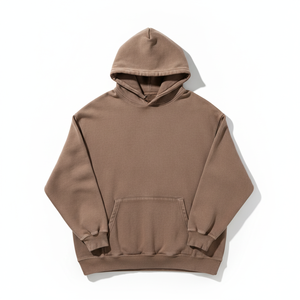 Sweat-shirt à capuche oversize en molleton pour homme avec logo personnalisé, couleur unie, décontracté, coupe automne, avec poches, manches classiques, tricoté, uni - Product Image 1