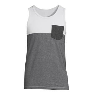 Débardeur Homme Color Block Col Rond Sans Manches Décontracté avec Poche Gris Blanc Tricoté - Product Image 2