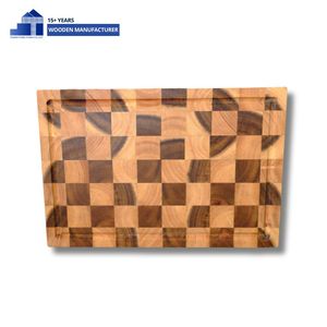 Planche à découper rectangulaire en bois, 2,0 cm d'épaisseur, motif damier en grain de bois, écologique, antibactérienne, antidérapante, compatible lave-vaisselle - Product Image 1