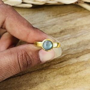 Fashionable Latest Minimalist Solitaire <b>Labradorite</b> <b>Ring</b> Dainty Brass Women 18K Gold Plated Vintage Statement Wholesale <b>Ring</b> - Product Image 6
