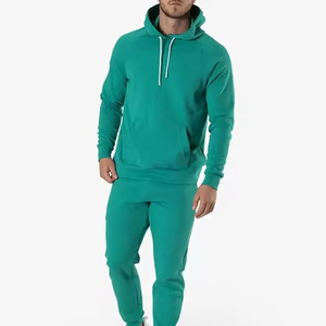 Chándal con Capucha Color Verde Azulado para Hombre, Sudadera Informal de Color Sólido con Bolsillos Laterales, Transpirable, para Otoño 2026 - Product Image 1