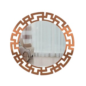 Miroir mural rond décoratif géométrique au design moderne, couleur cuivre, taille et couleur personnalisables, disponible pour l'entrée. - Product Image 4