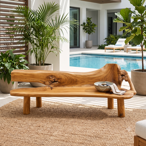 Banco de Patio ARTERRA con Borde Natural Sólido, Diseño Rústico Moderno, Ecológico, Resistente al Agua, Asientos Duraderos para Exteriores, Hoteles y Parques - Product Image 5