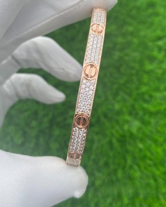 Pulsera de Plata de Ley S925 con Diamantes y Hebilla Estrecha de Flor de Gipsofila, Chapada en Oro Rosa de 18k, de Moda para Boda - Product Image 2