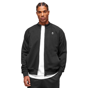 Chaqueta Deportiva Negra de Tricot para Hombre, Corte Holgado, Cierre Completo, Ropa Deportiva, Entrenamiento, Gimnasio, Casual, Streetwear, Activewear - Product Image 1