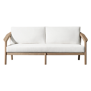 Premium Two Seat Outdoor <b>Sofa</b> Solid Teak <b>Wood</b> <b>Frame</b> Rattan Wicker Backrest Eco-Friendly Modern Minimalist Hotel Patio Lounge - Product Image 4