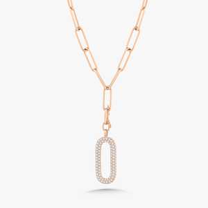Diamond Solitaire Pendant Necklaces Pave Oval Charm Holder 18 Inch Paperclip Layering Statement <b>Chains</b> 10K 14K 18K Solid Gold - Product Image 3