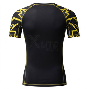 เสื้อยืดโพลีเอสเตอร์ผสมสแปนเด็กซ์ทรงสลิม ยืดหยุ่น กระชับ ระบายอากาศ แห้งเร็ว สำหรับผู้ชาย แขนสั้น เหมาะสำหรับออกกำลังกาย วิ่ง และเล่นกีฬา - Product Image 2