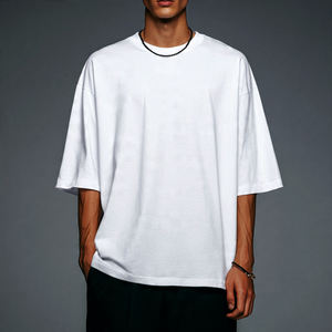 High Quality Drop Shoulder Oversize T Shirts Men Streetwear Casual Tee Shirt Men's Summer Short Sleeve 180 Gsm Cotton <b>TShirts</b> - Product Image 4