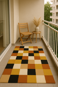 high quality rug black white <b>brown</b> grid box pattern unique design eco friendly for living room - Product Image 2