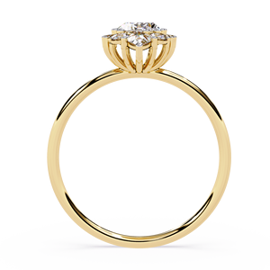 Anillo de Compromiso Étnico SHREERAJ SOLITAIRE con Diamante Natural de Corte Ovalado, 1.10 Quilates TW, Oro de 18K, Halo de Racimo, Estilo Minimalista, Rodio - Product Image 3