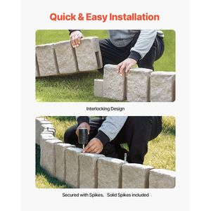 หินเทียมแนวนอนขอบ47.2x9นิ้วขอบสนามหญ้าจางทนต่อการขุดไม่มีขอบ - Product Image 4