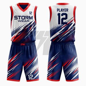 Nouvelle conception d'uniforme de basket-ball pour hommes, 100% polyester, vêtements de sport en mesh, taille plus, impression par sublimation, logo personnalisé, uniforme de basket-ball - Product Image 6