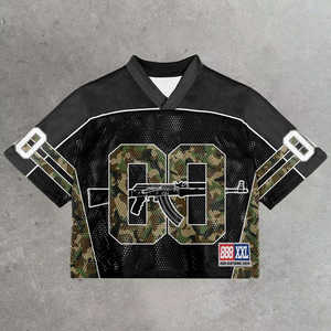 Fabricante Personalizado de Uniformes de Fútbol Americano, Jersey de Malla Tejida Extra Grande Estilo Vintage Americano con Cuello en V y Corte Recto para Hombre - Product Image 6
