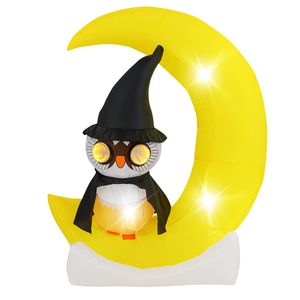 Búho Inflable con Luces LED de Halloween sobre la Luna, Decoración Grande de Luna y Búho Mago para Exteriores, Decoraciones de Jardín para Días Festivos - Product Image 5