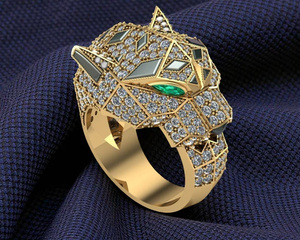 Anillo de compromiso y aniversario de boda de plata de ley 925 con moissanita en forma de flor y cabeza de pantera, chapado en rodio, estilo hip hop, diseño de racimo. - Product Image 5