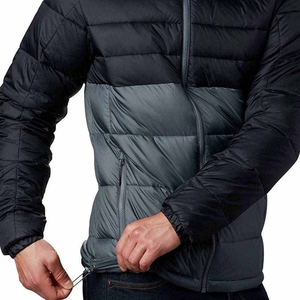 Men's Puffer Jacket with Stand Collar Patchwork Design Hooded Waterproof Fabric Thick <b>Padding</b> Stylish Winter Outdoor Look - Product Image 2