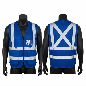 เสื้อกั๊กทำงานผู้ชาย Sales Blackhardson ผ้าโพลีเอสเตอร์ตาข่ายระบายอากาศ 120 GSM ทนไฟ สีน้ำเงิน แถบสะท้อนแสง หลายช่องกระเป๋า - Product Image 1